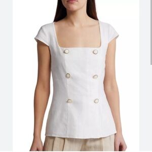 Reformation Meela Linen Top In White